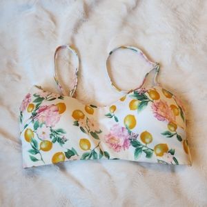 Victoria Secret Bikini top size Small lemon and flower print NWOT